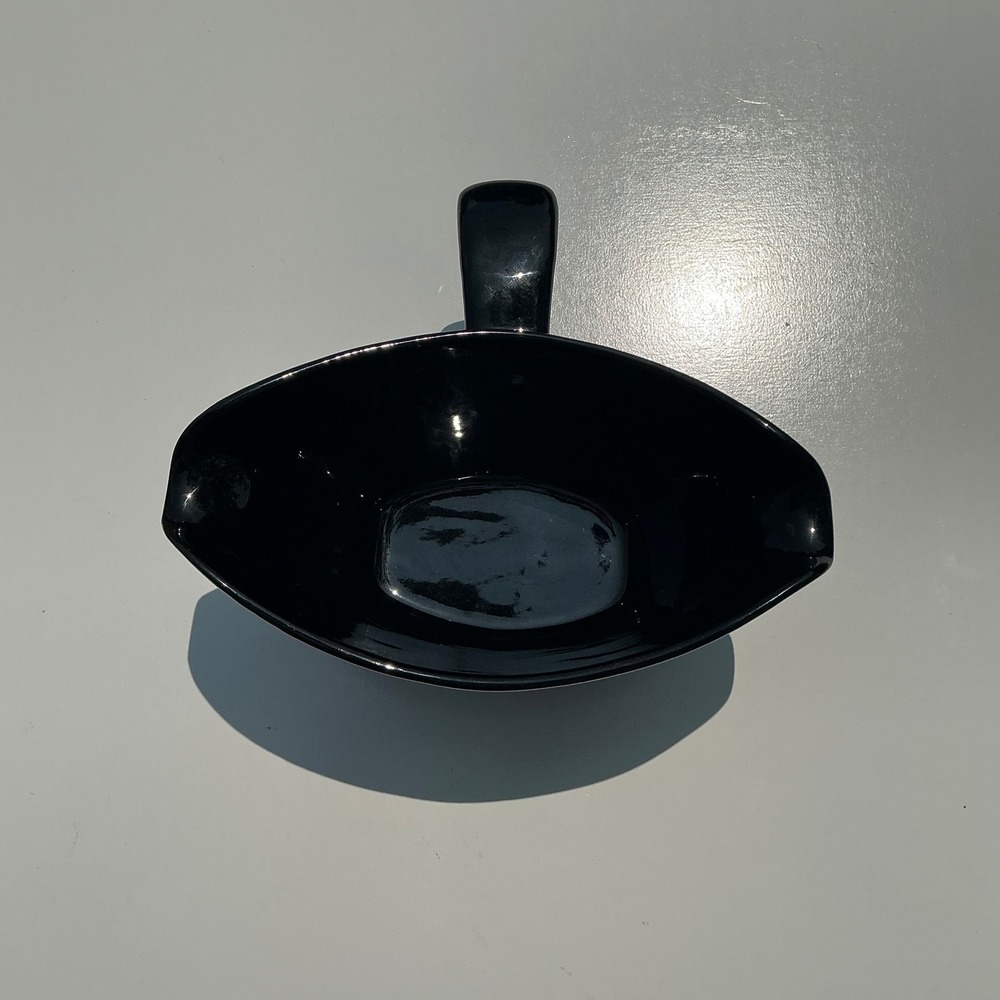 Frankoma Pottery Gravy Boat Onyx Black Vintage Mid Century Modern Ceramic - Picture 5 of 7